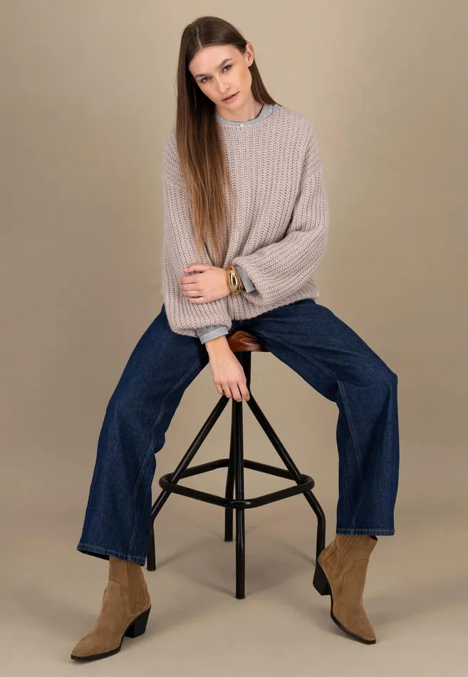 Sweater Women FYNCHHATTON Knitting Sweater Made Of MohairWollmix Ashmilkcrimson Redblue Purple