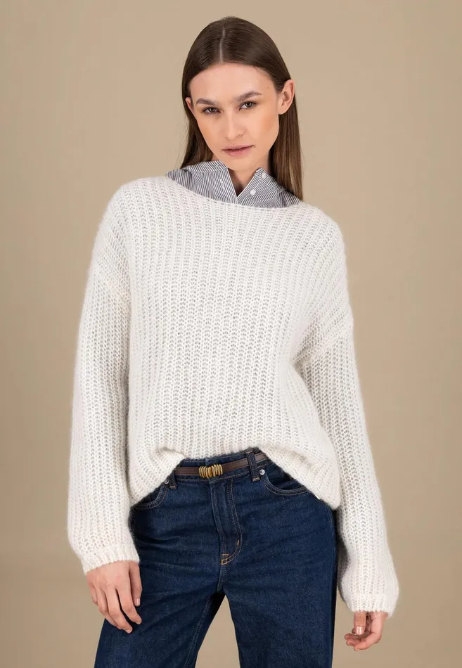 Sweater Women FYNCHHATTON Knitting Sweater Made Of MohairWollmix Ashmilkcrimson Redblue Purple