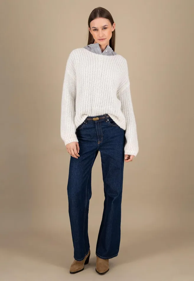 Sweater Women FYNCHHATTON Knitting Sweater Made Of MohairWollmix Ashmilkcrimson Redblue Purple