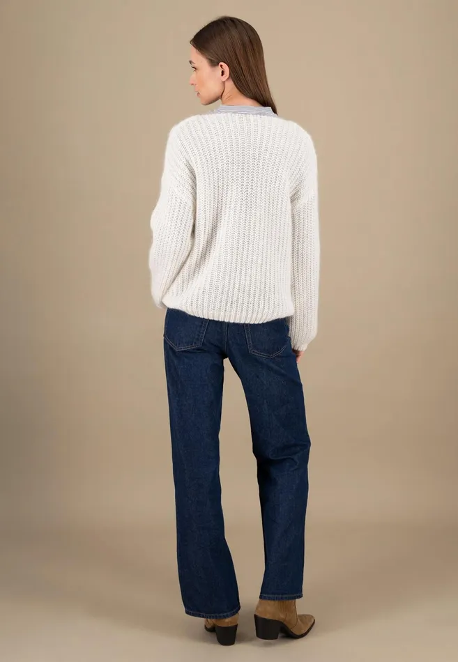 Sweater Women FYNCHHATTON Knitting Sweater Made Of MohairWollmix Ashmilkcrimson Redblue Purple