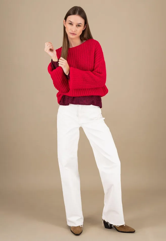 Sweater Women FYNCHHATTON Knitting Sweater Made Of MohairWollmix Ashmilkcrimson Redblue Purple