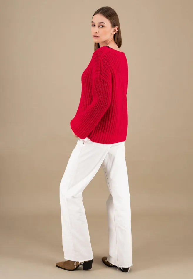 Sweater Women FYNCHHATTON Knitting Sweater Made Of MohairWollmix Ashmilkcrimson Redblue Purple