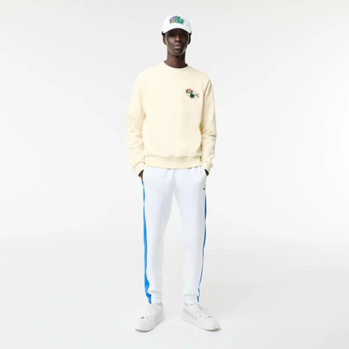 Sweaters and Sweatshirts Men Lacoste Men039s Badge Organic Cotton Sweatshirt Cream Xfj