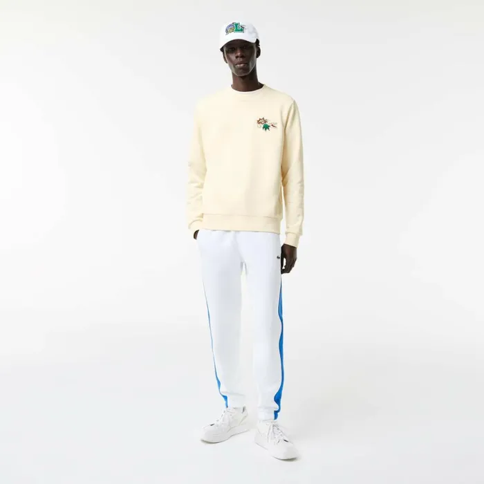 Sweaters and Sweatshirts Men Lacoste Men039s Badge Organic Cotton Sweatshirt Cream Xfj