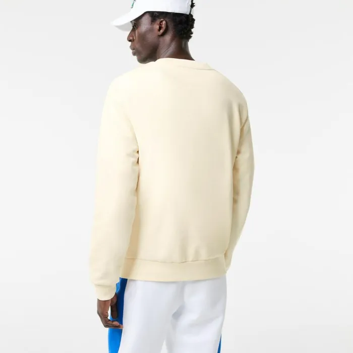 Sweaters and Sweatshirts Men Lacoste Men039s Badge Organic Cotton Sweatshirt Cream Xfj