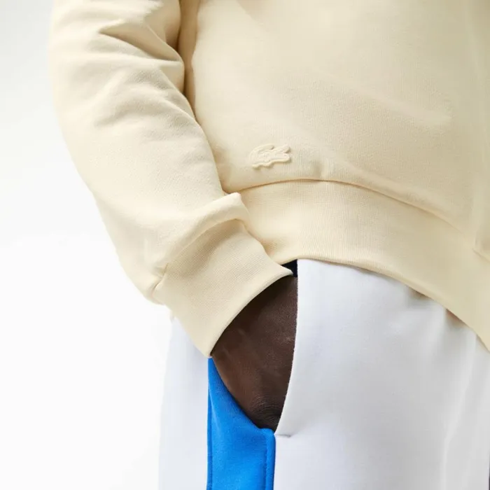Sweaters and Sweatshirts Men Lacoste Men039s Badge Organic Cotton Sweatshirt Cream Xfj