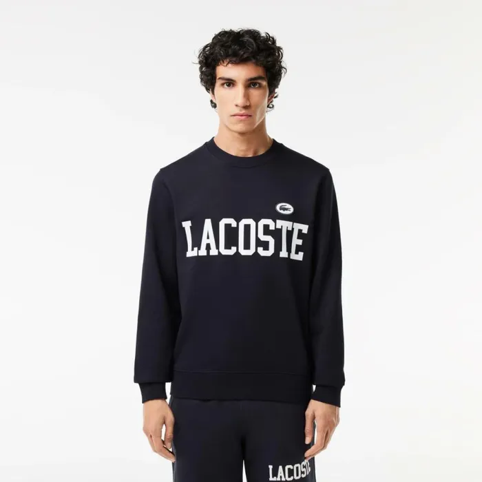 Sweaters and Sweatshirts Men Lacoste Men039s Branded Fleece Sweatshirt Abysm Blue Hde