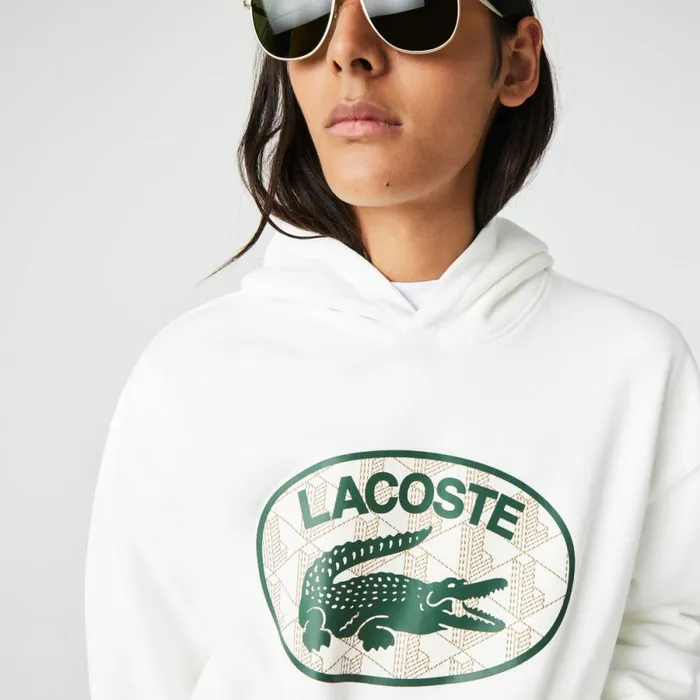 Sweaters and Sweatshirts Men Lacoste Men039s Loose Fit Monogram Hoodie White 70v