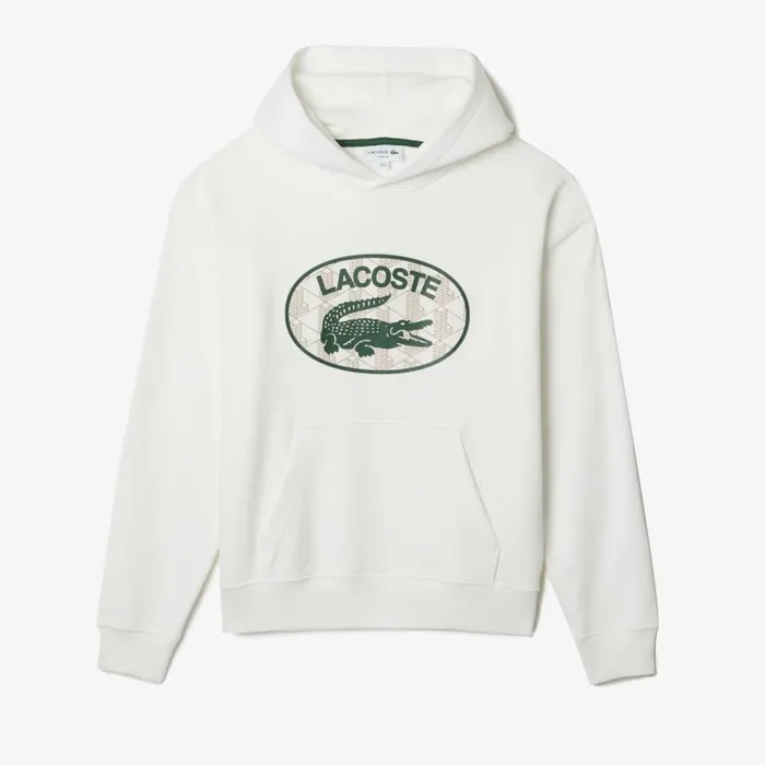Sweaters and Sweatshirts Men Lacoste Men039s Loose Fit Monogram Hoodie White 70v