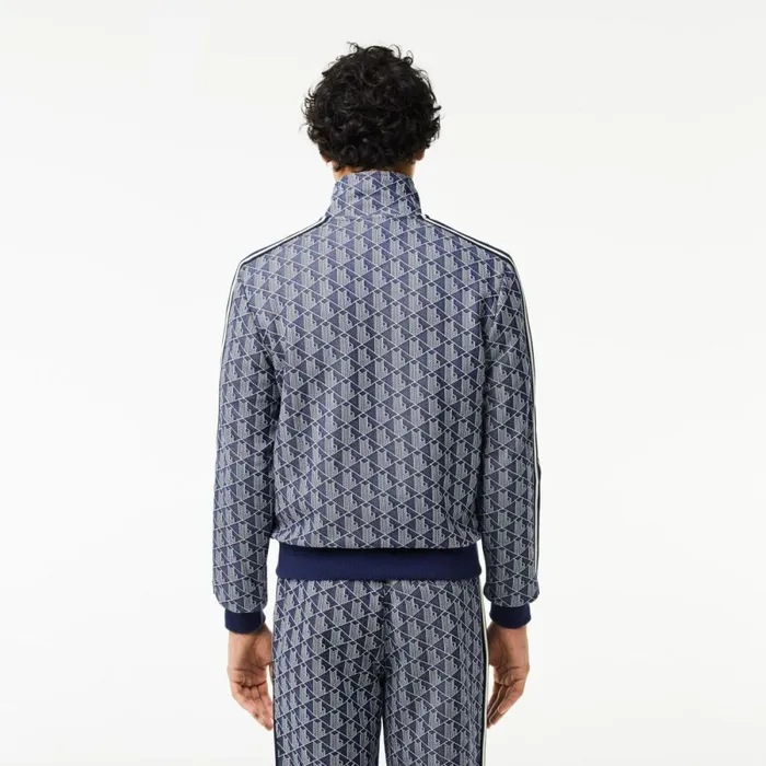 Sweaters and Sweatshirts Men Lacoste Men039s Paris Monogram ZipUp Sweatshirt Navy Blue White Qie