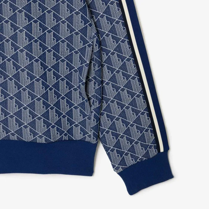 Sweaters and Sweatshirts Men Lacoste Men039s Paris Monogram ZipUp Sweatshirt Navy Blue White Qie