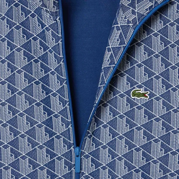Sweaters and Sweatshirts Men Lacoste Men039s Paris Monogram ZipUp Sweatshirt Navy Blue White Qie