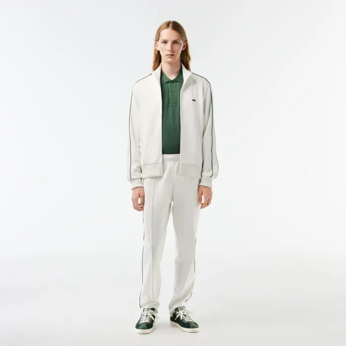 Sweaters and Sweatshirts Men Lacoste Men039s Paris Piqu Track Jacket White 70v