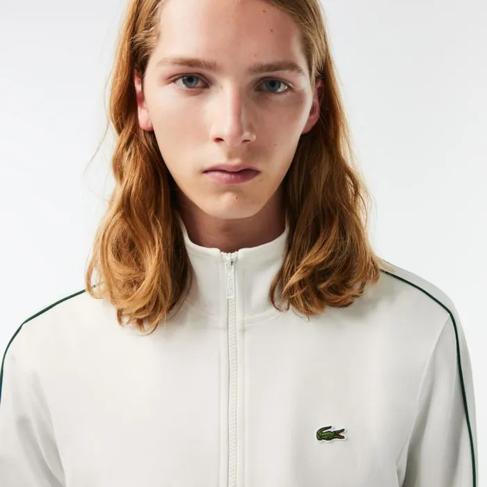 Sweaters and Sweatshirts Men Lacoste Men039s Paris Piqu Track Jacket White 70v