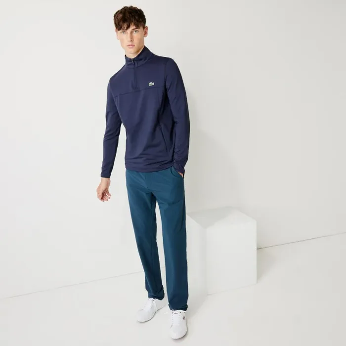 Sweaters and Sweatshirts Men Lacoste Men039s SPORT Stretch Half Zip Sweatshirt Navy Blue 166