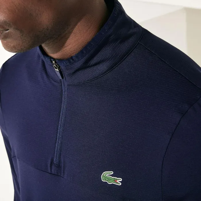 Sweaters and Sweatshirts Men Lacoste Men039s SPORT Stretch Half Zip Sweatshirt Navy Blue 166