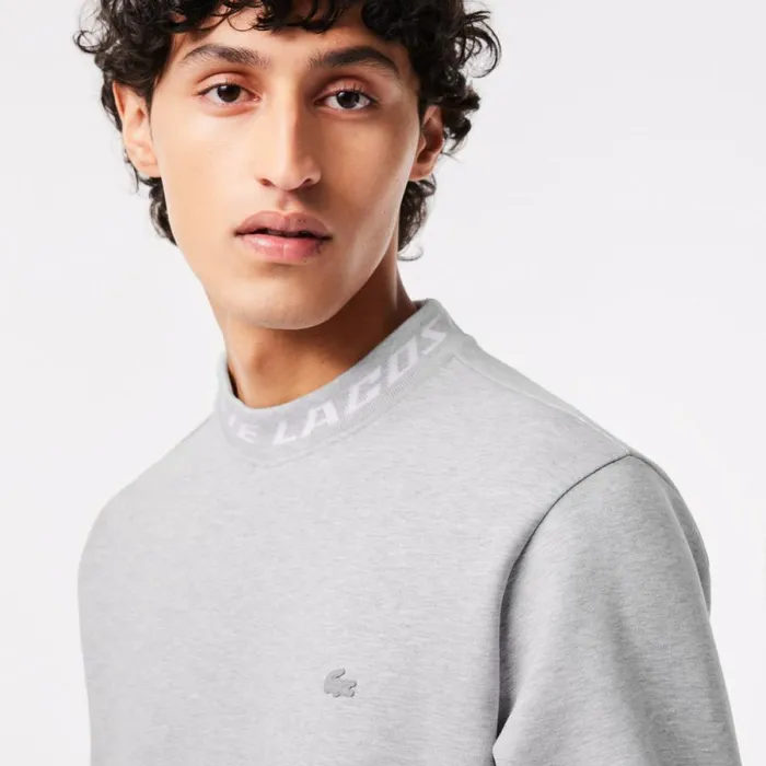 Sweaters and Sweatshirts Men Lacoste Mens Logo Collar Sweatshirt Grey Chine Cca
