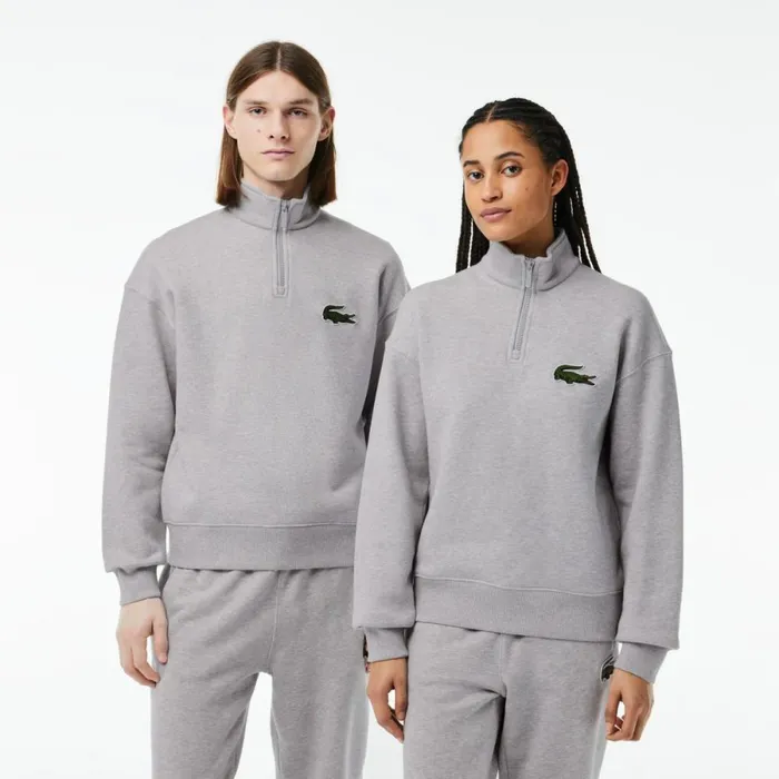 Sweaters and Sweatshirts Men Lacoste Unisex Organic Cotton QuarterZip Sweatshirt Grey Chine Cca
