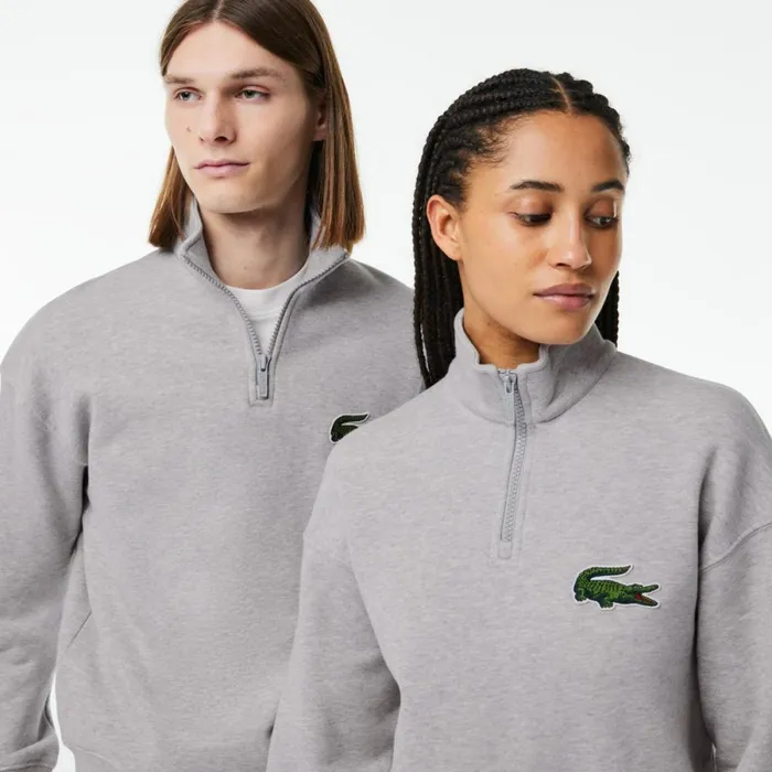 Sweaters and Sweatshirts Men Lacoste Unisex Organic Cotton QuarterZip Sweatshirt Grey Chine Cca