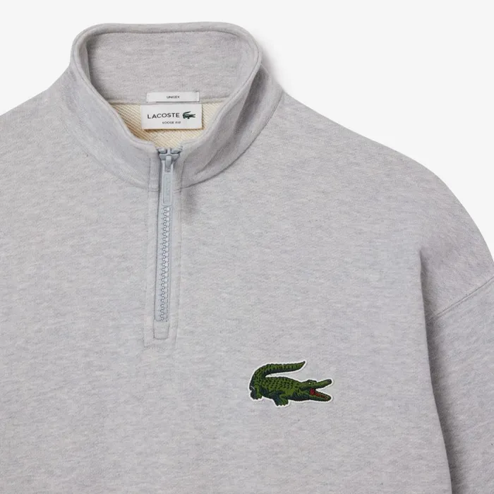 Sweaters and Sweatshirts Men Lacoste Unisex Organic Cotton QuarterZip Sweatshirt Grey Chine Cca