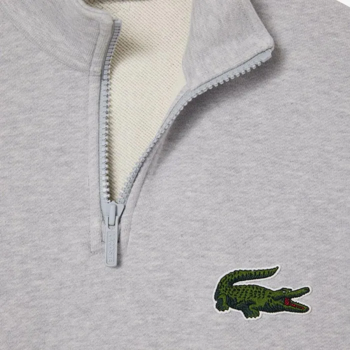 Sweaters and Sweatshirts Men Lacoste Unisex Organic Cotton QuarterZip Sweatshirt Grey Chine Cca