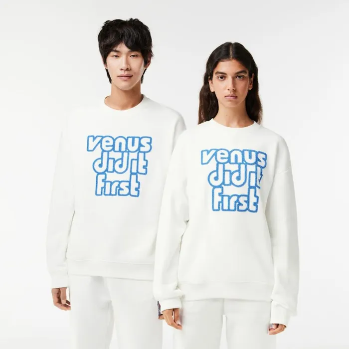 Sweaters and Sweatshirts MenWomen Lacoste Lacoste X EleVen By Venus Oversized Fleece Sweatshirt White 70v