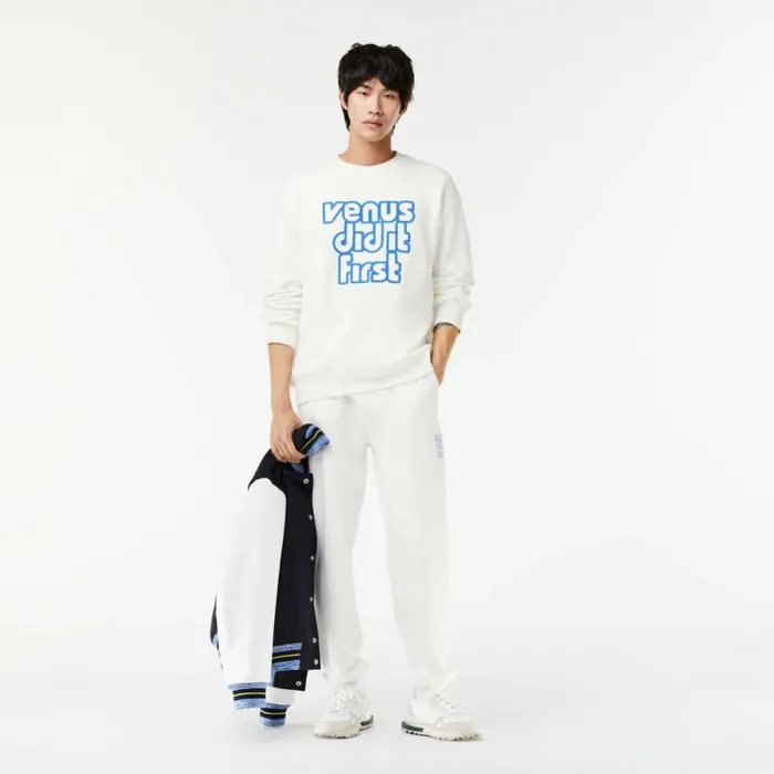 Sweaters and Sweatshirts MenWomen Lacoste Lacoste X EleVen By Venus Oversized Fleece Sweatshirt White 70v