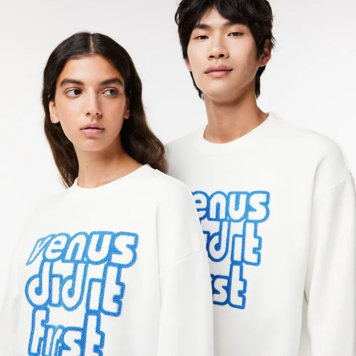 Sweaters and Sweatshirts MenWomen Lacoste Lacoste X EleVen By Venus Oversized Fleece Sweatshirt White 70v