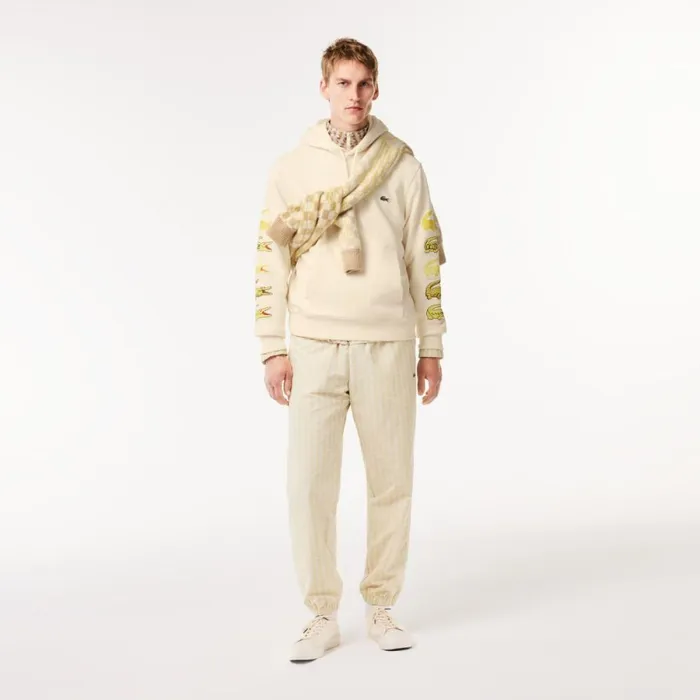 Sweaters and Sweatshirts MenWomen Lacoste Unisex Contrast Crocodile Hoodie Cream Xfj