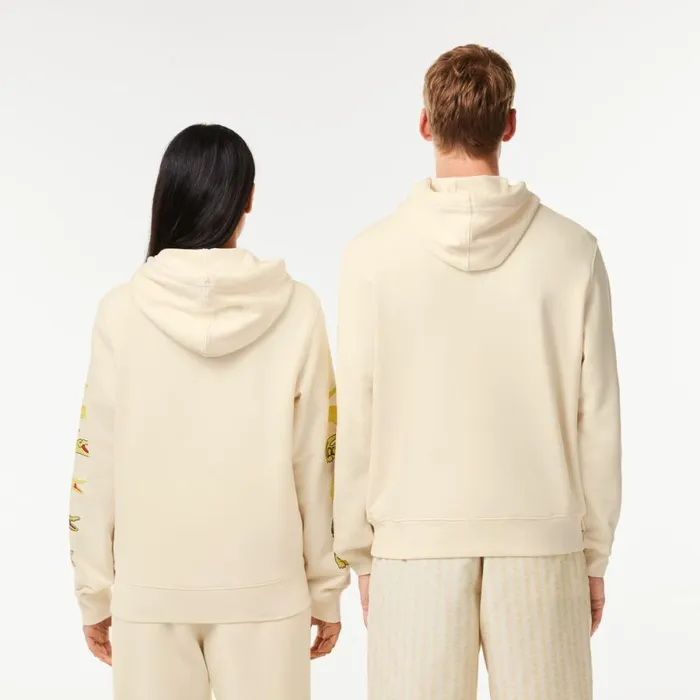 Sweaters and Sweatshirts MenWomen Lacoste Unisex Contrast Crocodile Hoodie Cream Xfj