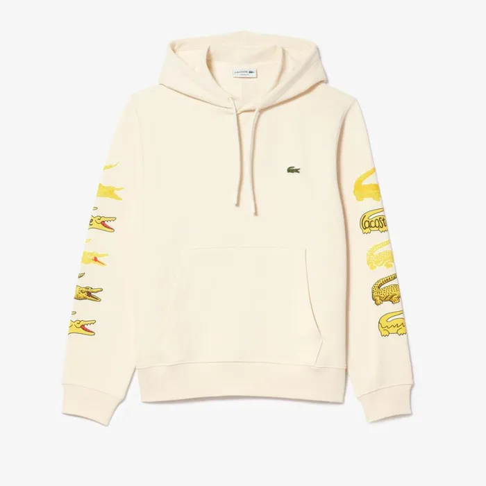 Sweaters and Sweatshirts MenWomen Lacoste Unisex Contrast Crocodile Hoodie Cream Xfj