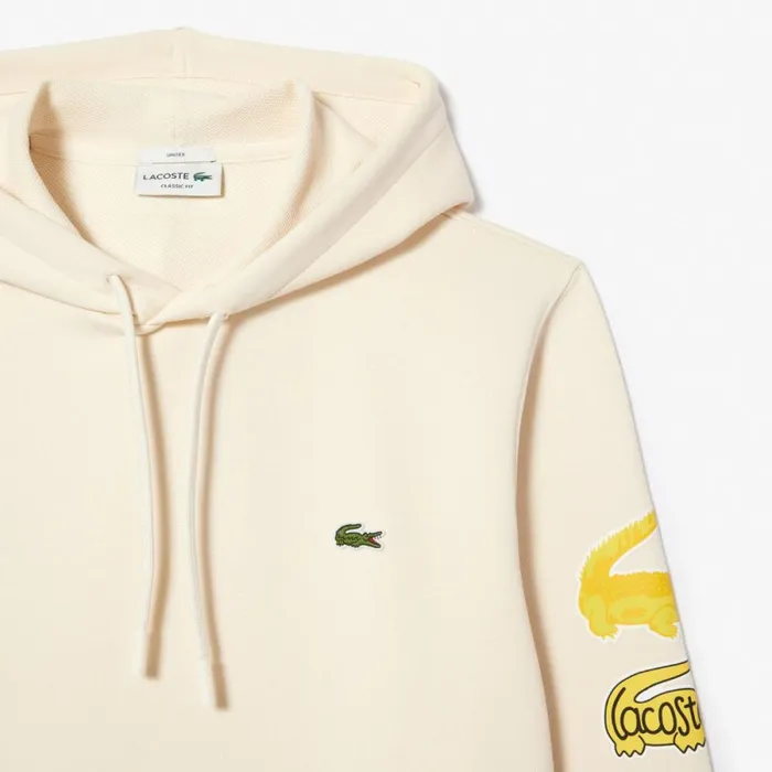 Sweaters and Sweatshirts MenWomen Lacoste Unisex Contrast Crocodile Hoodie Cream Xfj