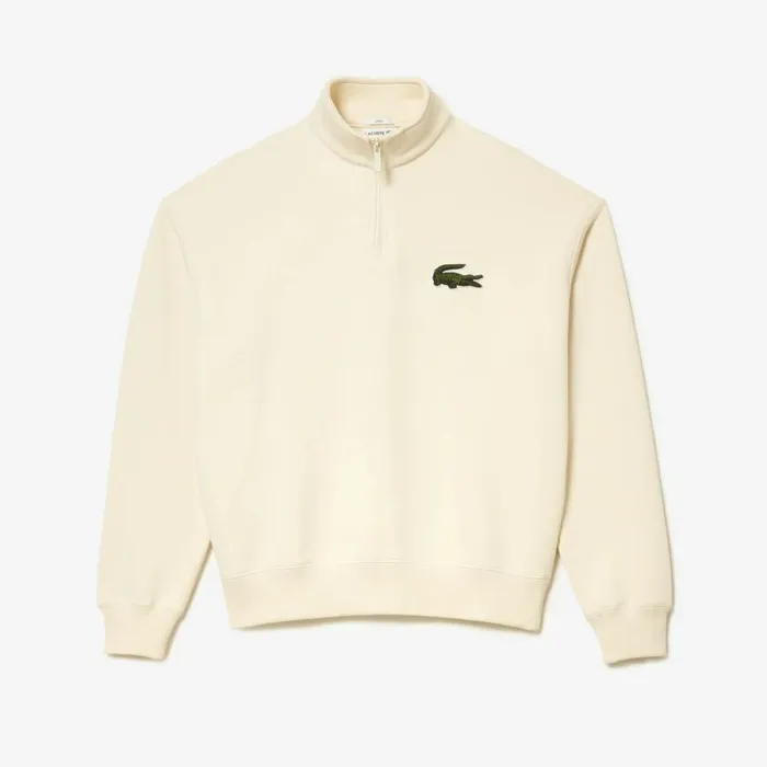 Sweaters and Sweatshirts MenWomen Lacoste Unisex Organic Cotton QuarterZip Sweatshirt Cream Xfj