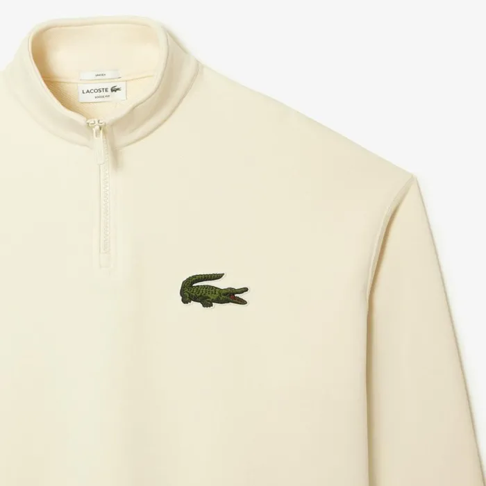 Sweaters and Sweatshirts MenWomen Lacoste Unisex Organic Cotton QuarterZip Sweatshirt Cream Xfj