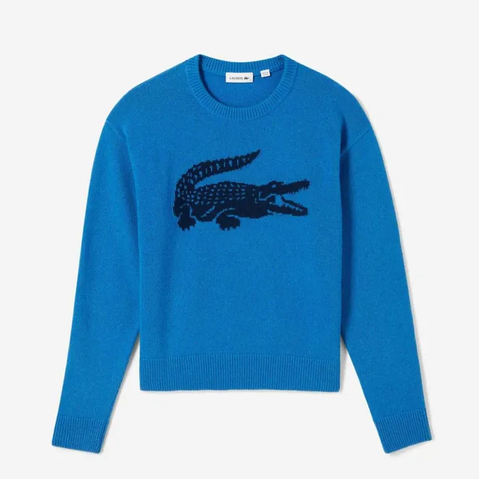 Sweaters and Sweatshirts Women Lacoste Women039s Lacoste X Bandier Contrast Crocodile Sweater Blue Navy Blue Iq2