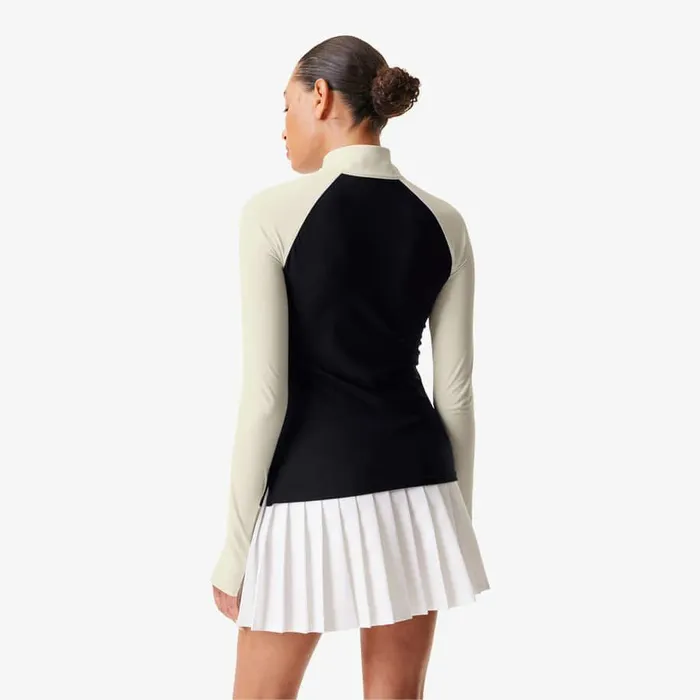 Sweaters and Sweatshirts Women Lacoste Women039s Lacoste X Bandier Pro Fleece QuarterZip Black White 9m0