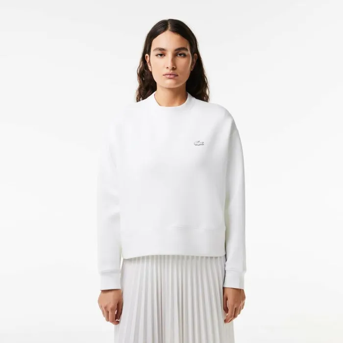 Sweaters and Sweatshirts Women Lacoste Womens Crew Neck Sweatshirt White 001