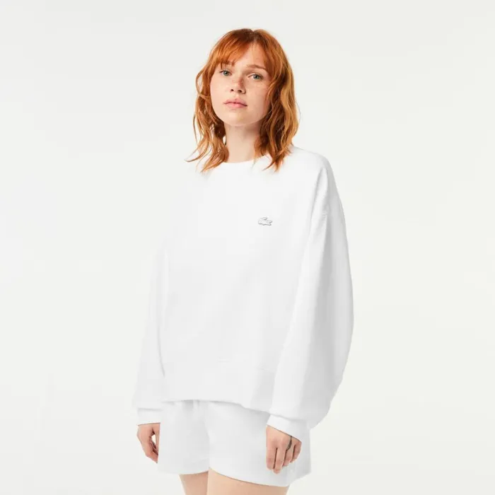Sweaters and Sweatshirts Women Lacoste Womens Crew Neck Sweatshirt White 001