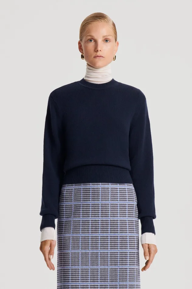 Sweaters Scanlan Theodore Women CASHMERE CREW SWEATER NAVY Sweaters Scanlan Theodore Women CASHMERE CREW SWEATER NAVY