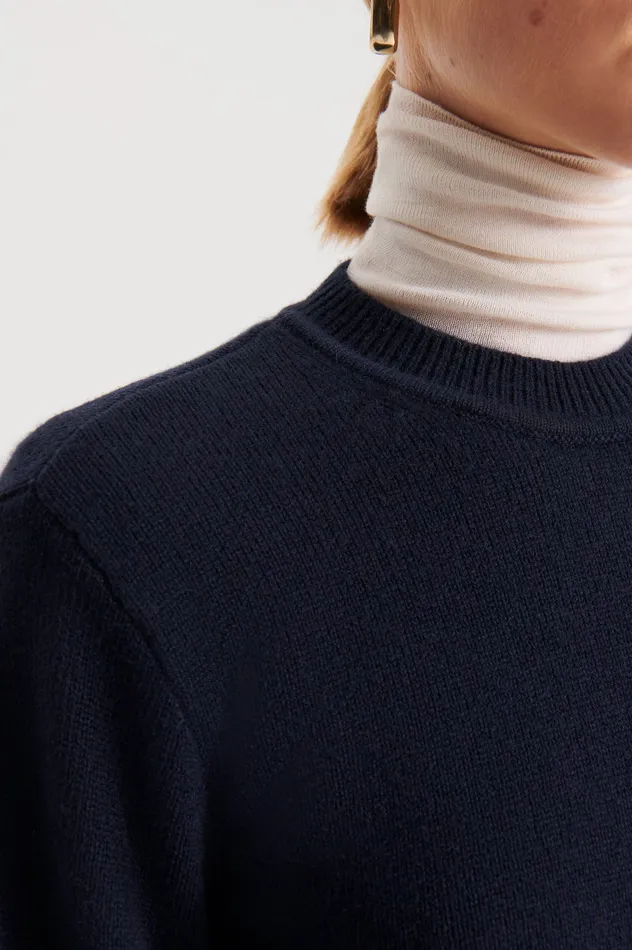 Sweaters Scanlan Theodore Women CASHMERE CREW SWEATER NAVY Sweaters Scanlan Theodore Women CASHMERE CREW SWEATER NAVY