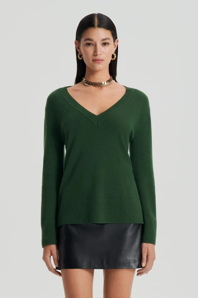 Sweaters Women Scanlan Theodore CASHMERE V CYPRESS Sweaters Women Scanlan Theodore CASHMERE V CYPRESS