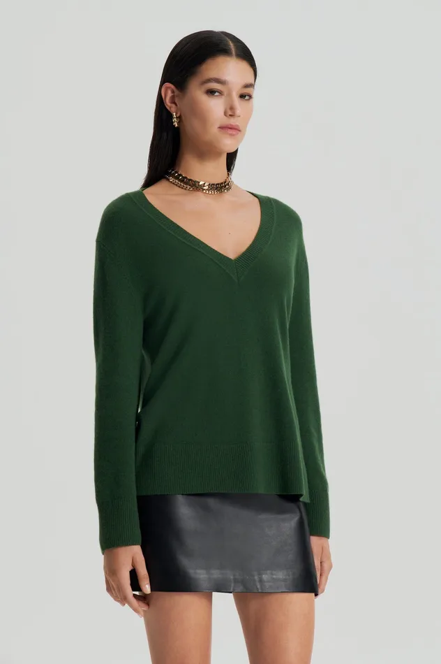 Sweaters Women Scanlan Theodore CASHMERE V CYPRESS Sweaters Women Scanlan Theodore CASHMERE V CYPRESS