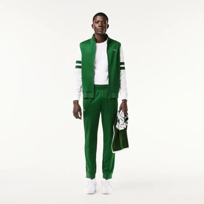 Sweatpants and Trousers Men Lacoste Men039s AbrasionResistant Tennis Sweatpants Green White 291