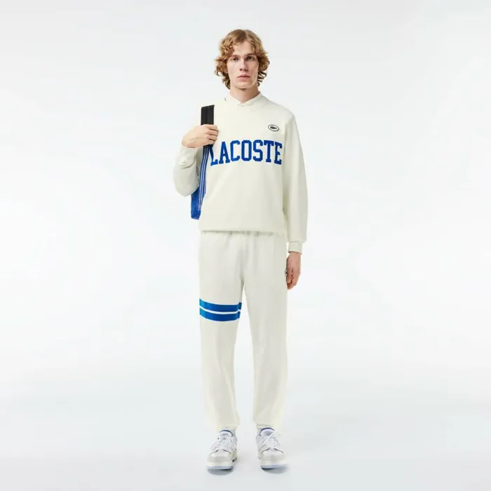 Sweatpants and Trousers Men Lacoste Men039s Bold Stripes Fleece Sweatpants White 70v