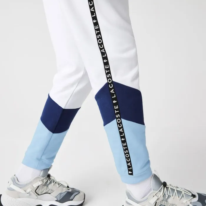Sweatpants and Trousers Men Lacoste Men039s Signature Striped Colorblock Fleece Sweatpants White Blue Vhe