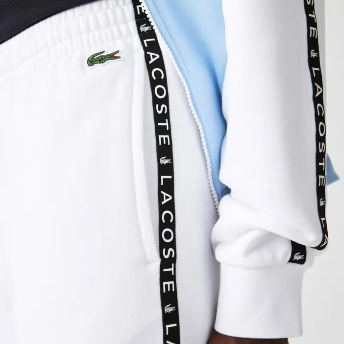 Sweatpants and Trousers Men Lacoste Men039s Signature Striped Colorblock Fleece Sweatpants White Blue Vhe