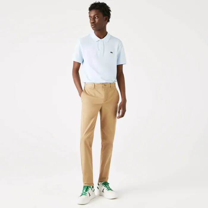 Sweatpants and Trousers Men Lacoste Men039s Stretch Cotton Slim Fit Pants Beige 02s