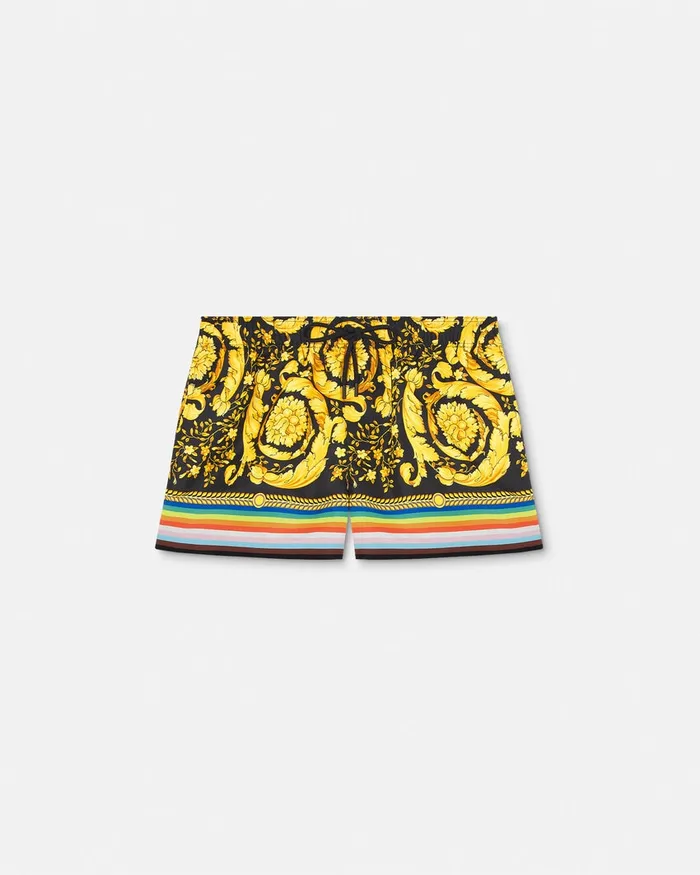 Swimwear Men Versace Pride Barocco Swim Shorts Blackprint