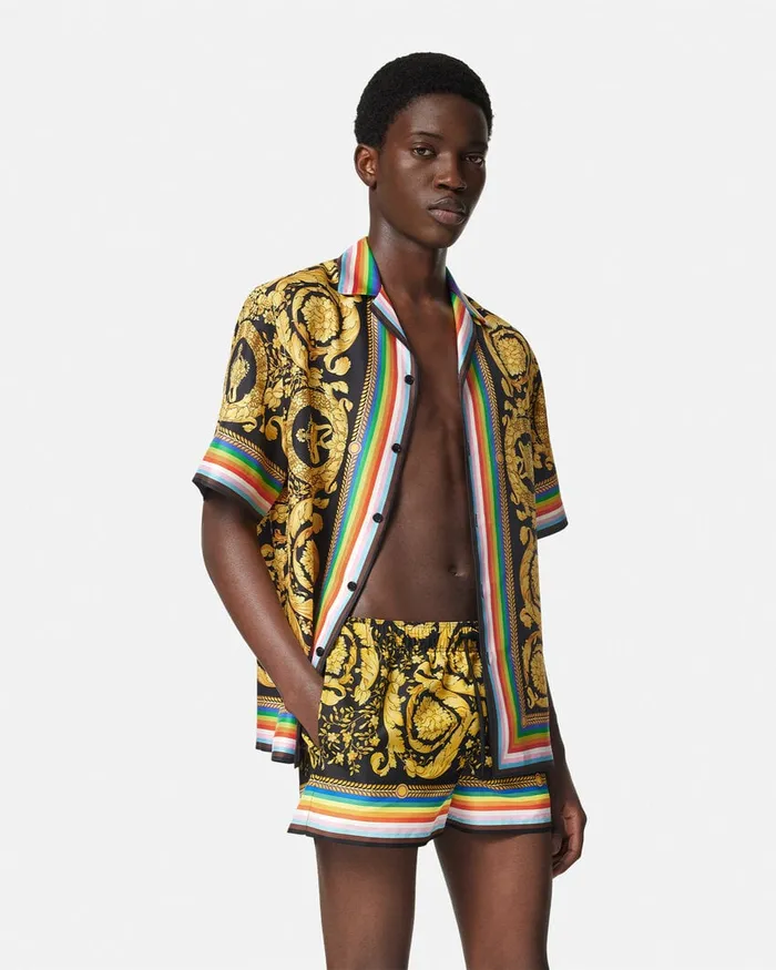 Swimwear Men Versace Pride Barocco Swim Shorts Blackprint