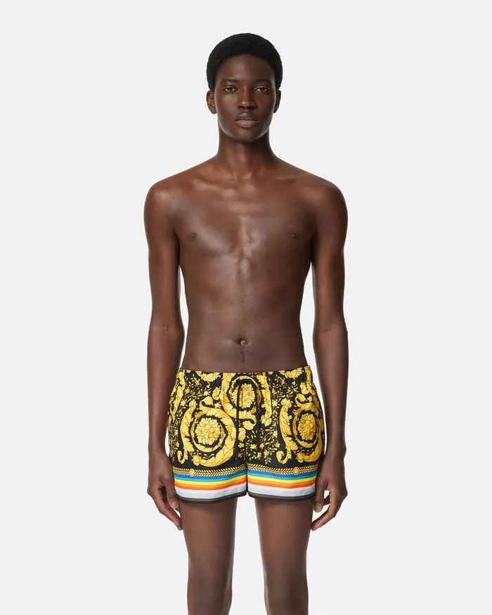 Swimwear Men Versace Pride Barocco Swim Shorts Blackprint